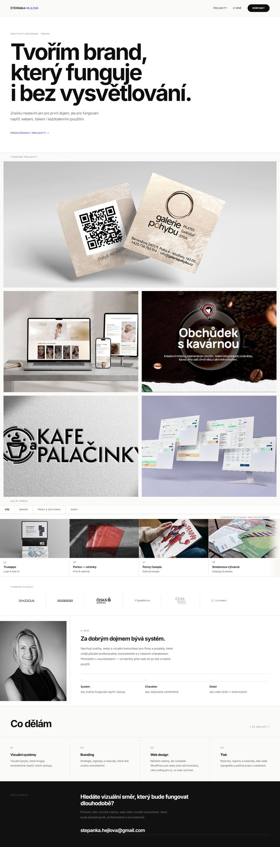 Celá homepage předchozího webu ve zmenšení