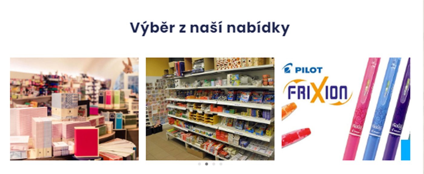 Sekce Výběr z naší nabídky — fotografie prodejny a produktů